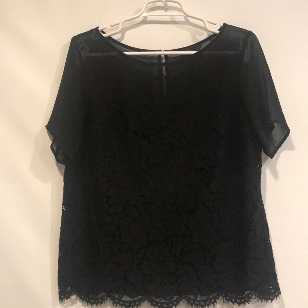 Lace BR collection short sleeve top black sz M